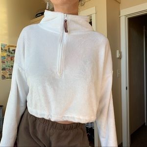 Urban Outfitter Cropped White Quarter Zip